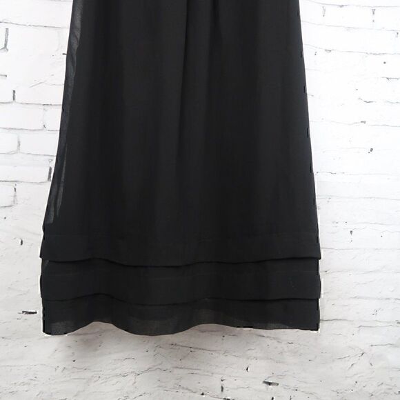 THEME BLACK SLEEVELESS SEMI SHEER MIDI DRESS WITH AZTEC BEADED DETAIL SIZE SMALL - Picture 9 of 9